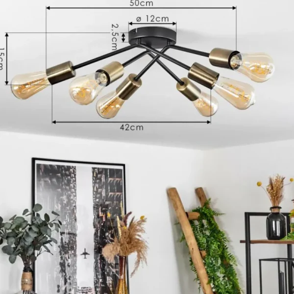 hofstein Plafonnier Vestjelland Laiton, Noir, 6 lumières* Lampes Modernes