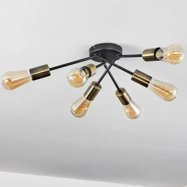 hofstein Plafonnier Vestjelland Laiton, Noir, 6 lumières* Lampes Modernes