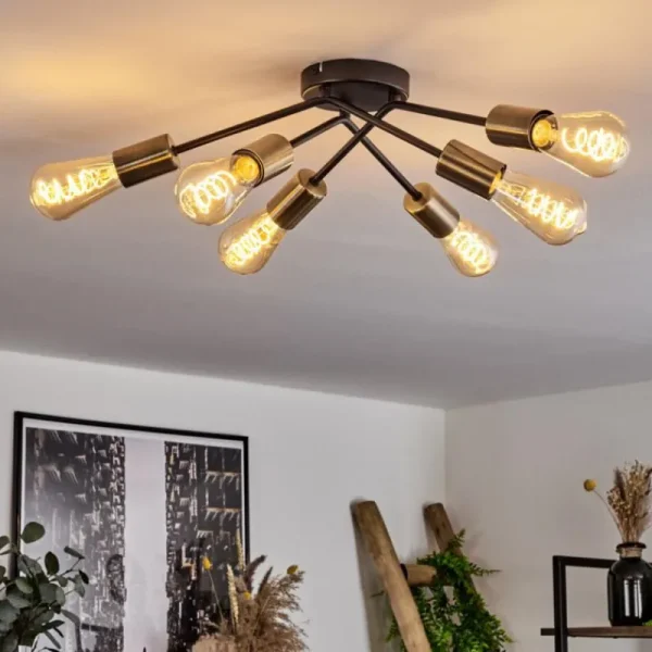 hofstein Plafonnier Vestjelland Laiton, Noir, 6 lumières* Lampes Modernes