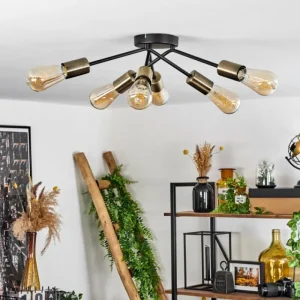 hofstein Plafonnier Vestjelland Laiton, Noir, 6 lumières* Lampes Modernes