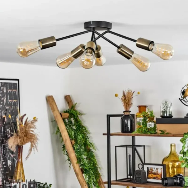 hofstein Plafonnier Vestjelland Laiton, Noir, 6 lumières* Lampes Modernes