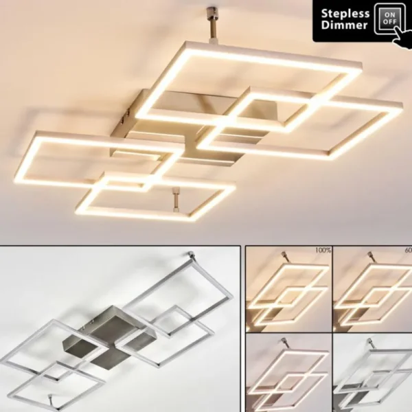 hofstein Plafonnier Veyrier LED Acier brossé, 4 lumières* Lampes Modernes