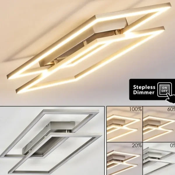 hofstein Plafonnier Veyrier LED Acier brossé, 2 lumières* Lampes Modernes