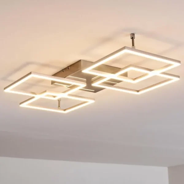 hofstein Plafonnier Veyrier LED Acier brossé, 4 lumières* Lampes Modernes