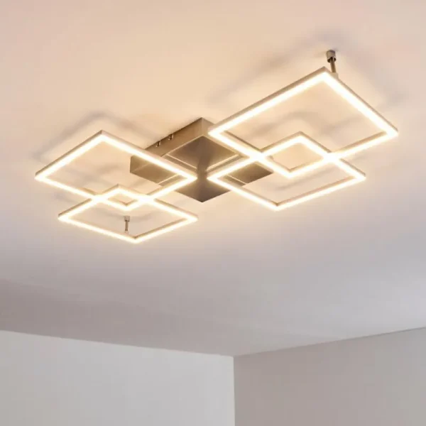 hofstein Plafonnier Veyrier LED Acier brossé, 4 lumières* Lampes Modernes