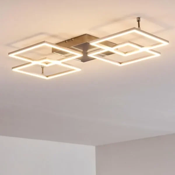 hofstein Plafonnier Veyrier LED Acier brossé, 4 lumières* Lampes Modernes