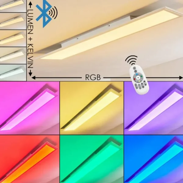 hofstein Plafonnier Voisines LED Blanc, 1 lumière, Télécommandes, Changeur de couleurs* Lampes Modernes