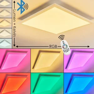 hofstein Plafonnier Voisines LED Blanc, 1 lumière, Télécommandes, Changeur de couleurs* Lampes Modernes