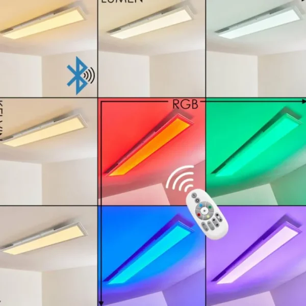 hofstein Plafonnier Voisines LED Blanc, 1 lumière, Télécommandes, Changeur de couleurs* Lampes Modernes