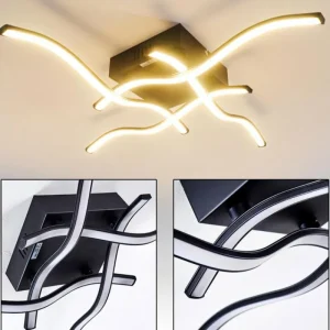 hofstein Plafonnier Voltti LED Noir, 4 lumières* Lampes Modernes