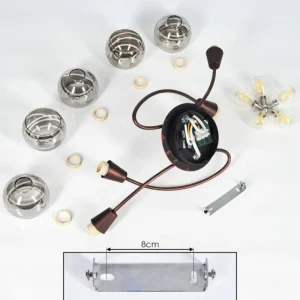 hofstein Plafonnier Warga LED Bronze, 5 lumières* Lampes En Verre