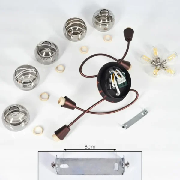 hofstein Plafonnier Warga LED Bronze, 5 lumières* Lampes En Verre
