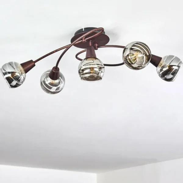 hofstein Plafonnier Warga LED Bronze, 5 lumières* Lampes En Verre