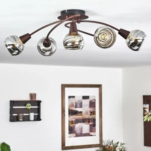 hofstein Plafonnier Warga LED Bronze, 5 lumières* Lampes En Verre