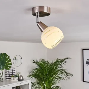 hofstein Plafonnier Warga LED Nickel mat, 1 lumière* Lampes En Verre