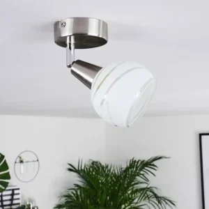 hofstein Plafonnier Warga LED Nickel mat, 1 lumière* Lampes En Verre