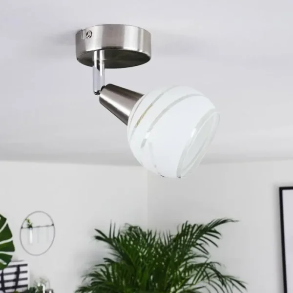 hofstein Plafonnier Warga LED Nickel mat, 1 lumière* Lampes En Verre
