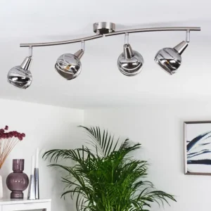 hofstein Plafonnier Warga LED Nickel mat, 4 lumières* Lampes En Verre