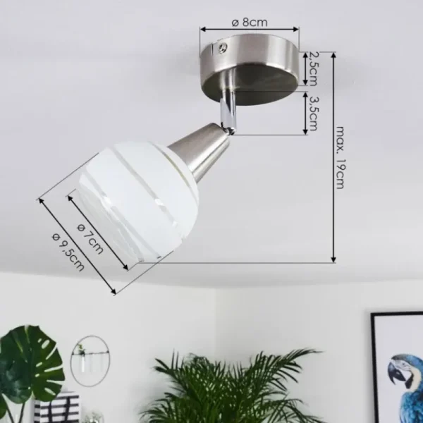 hofstein Plafonnier Warga LED Nickel mat, 1 lumière* Lampes En Verre