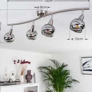 hofstein Plafonnier Warga LED Nickel mat, 4 lumières* Lampes En Verre