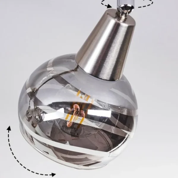hofstein Plafonnier Warga LED Nickel mat, 4 lumières* Lampes En Verre
