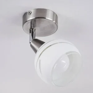 hofstein Plafonnier Warga LED Nickel mat, 1 lumière* Lampes En Verre