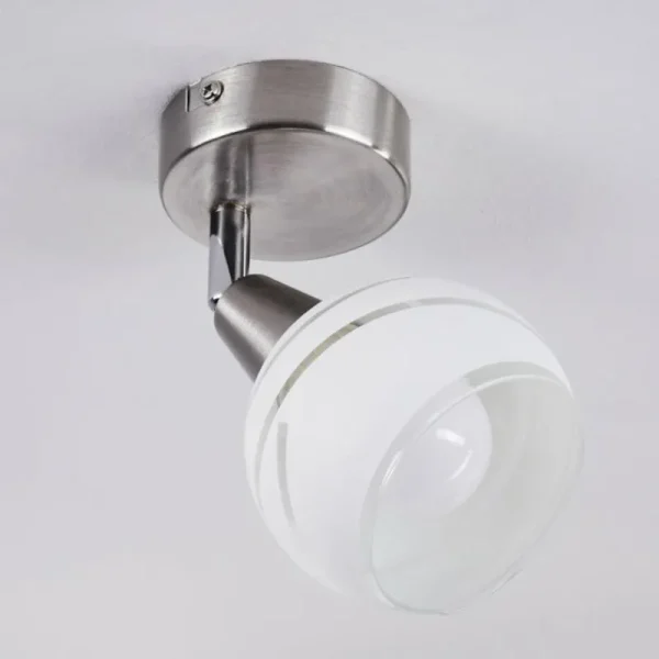 hofstein Plafonnier Warga LED Nickel mat, 1 lumière* Lampes En Verre