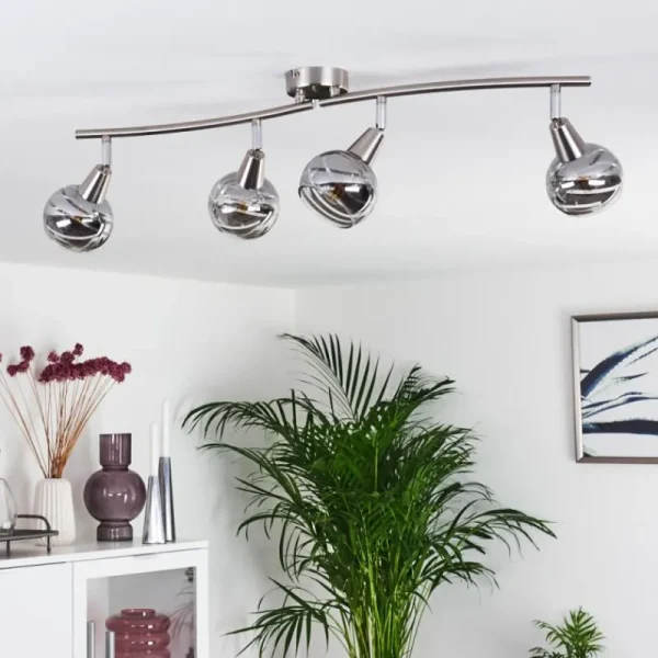 hofstein Plafonnier Warga LED Nickel mat, 4 lumières* Lampes En Verre