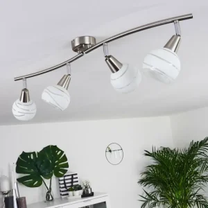 hofstein Plafonnier Warga LED Nickel mat, 4 lumières* Lampes En Verre