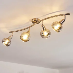 hofstein Plafonnier Warga LED Nickel mat, 4 lumières* Lampes En Verre