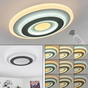 hofstein Plafonnier Wawo LED Gris, Blanc, 1 lumière, Télécommandes* Lampes Modernes