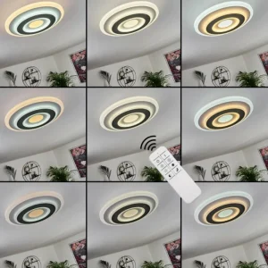 hofstein Plafonnier Wawo LED Gris, Blanc, 1 lumière, Télécommandes* Lampes Modernes