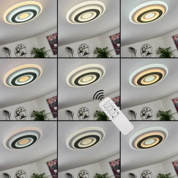 hofstein Plafonnier Wawo LED Gris, Blanc, 1 lumière, Télécommandes* Lampes Modernes