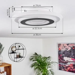 hofstein Plafonnier Wawo LED Gris, Blanc, 1 lumière, Télécommandes* Lampes Modernes