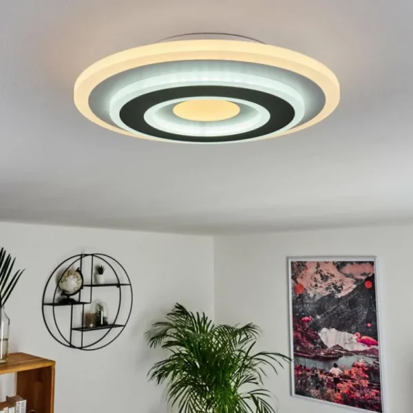hofstein Plafonnier Wawo LED Gris, Blanc, 1 lumière, Télécommandes* Lampes Modernes