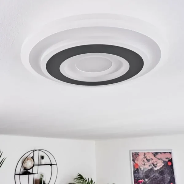 hofstein Plafonnier Wawo LED Gris, Blanc, 1 lumière, Télécommandes* Lampes Modernes