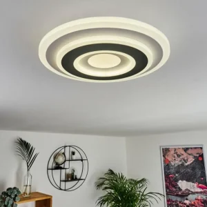 hofstein Plafonnier Wawo LED Gris, Blanc, 1 lumière, Télécommandes* Lampes Modernes