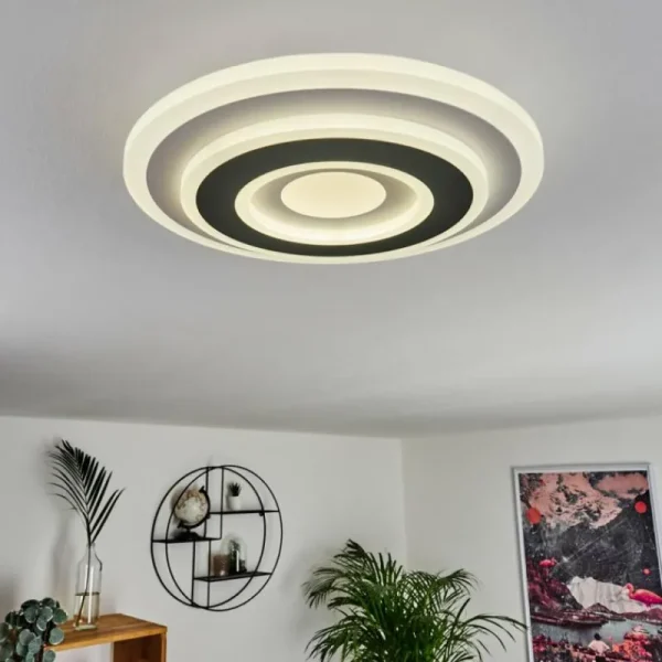 hofstein Plafonnier Wawo LED Gris, Blanc, 1 lumière, Télécommandes* Lampes Modernes