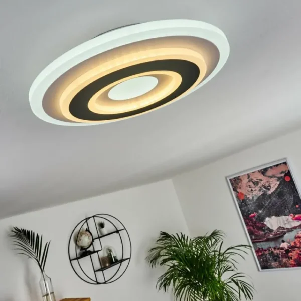 hofstein Plafonnier Wawo LED Gris, Blanc, 1 lumière, Télécommandes* Lampes Modernes