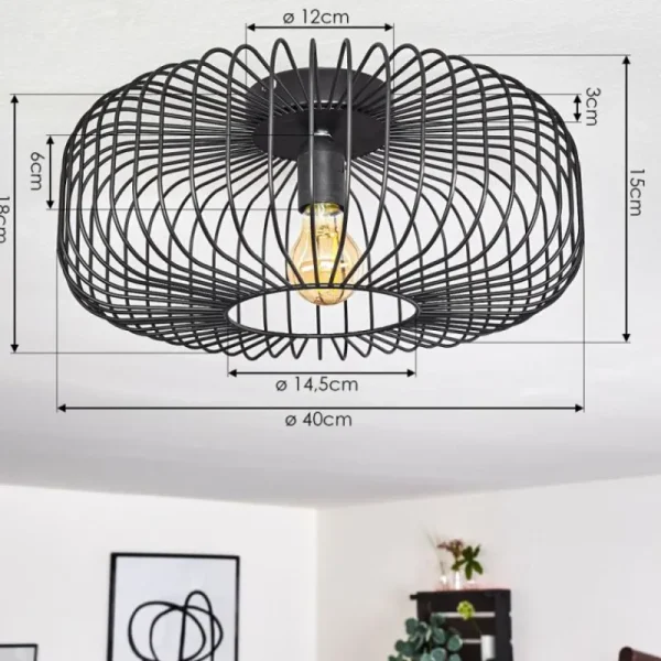 hofstein Plafonnier Wemude Noir, 1 lumière* Lampes Modernes