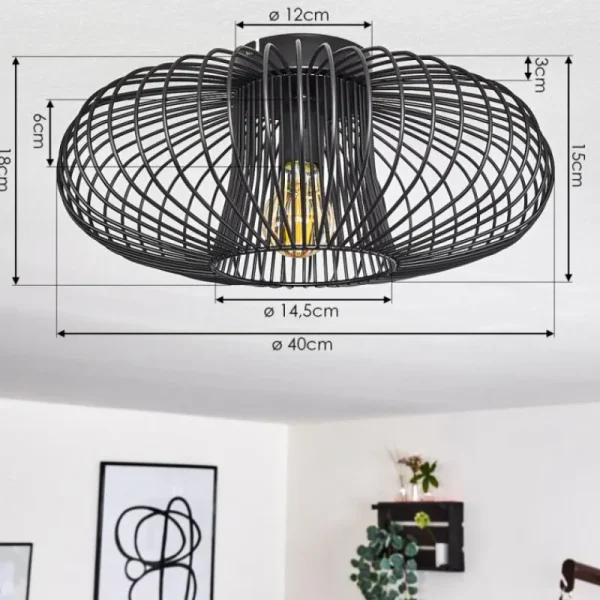 hofstein Plafonnier Wemude Noir, 1 lumière* Lampes Modernes
