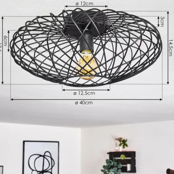 hofstein Plafonnier Wemude Noir, 1 lumière* Lampes Modernes
