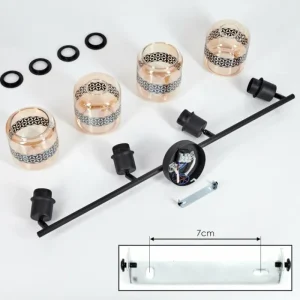 hofstein Plafonnier Wigan Noir, 4 lumières* Lampes En Verre