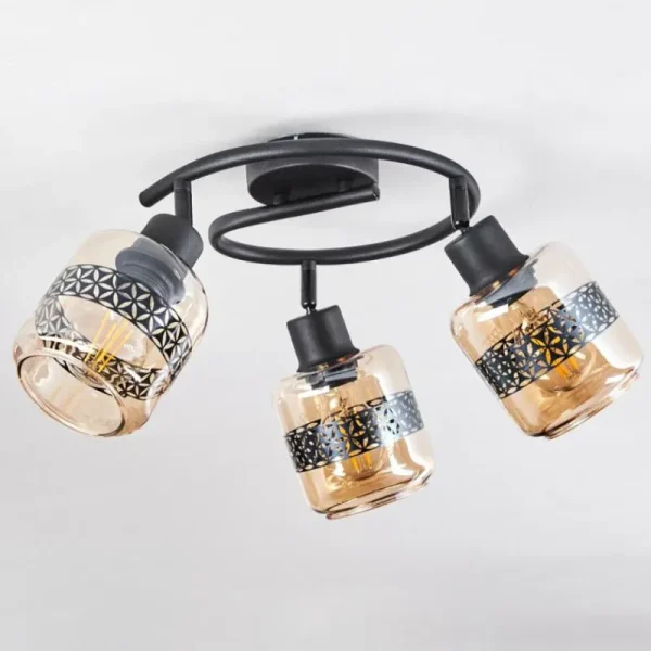 hofstein Plafonnier Wigan Noir, 3 lumières* Lampes En Verre