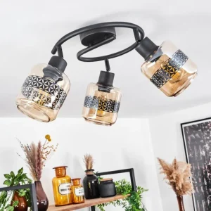 hofstein Plafonnier Wigan Noir, 3 lumières* Lampes En Verre