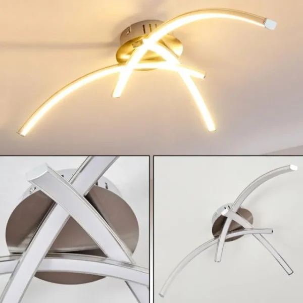 hofstein Plafonnier Wikon LED Nickel mat, 3 lumières* Lampes Modernes