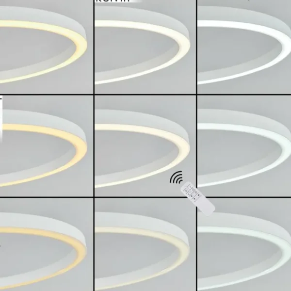 hofstein Plafonnier Xena LED Blanc, 1 lumière, Télécommandes* Lampes Modernes