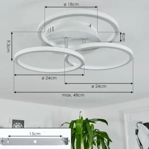 hofstein Plafonnier Xena LED Blanc, 1 lumière, Télécommandes* Lampes Modernes
