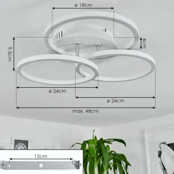 hofstein Plafonnier Xena LED Blanc, 1 lumière, Télécommandes* Lampes Modernes