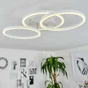 hofstein Plafonnier Xena LED Blanc, 1 lumière, Télécommandes* Lampes Modernes